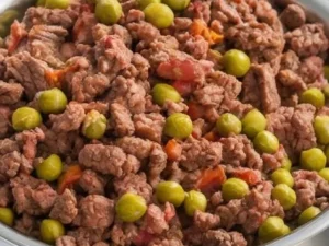 Homemade beef and pea dog food recipe for healthy pets