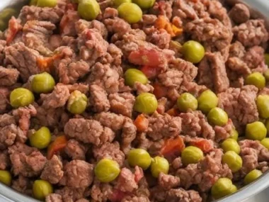 Homemade beef and pea dog food recipe for healthy pets