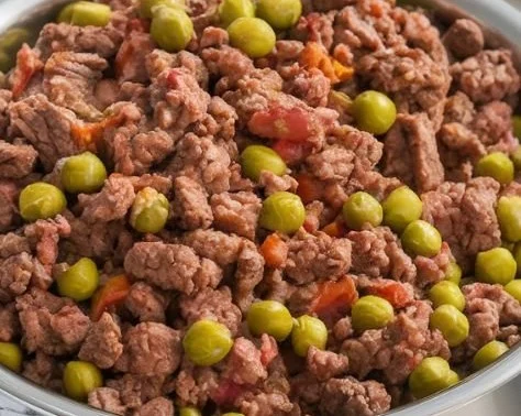 Homemade beef and pea dog food recipe for healthy pets
