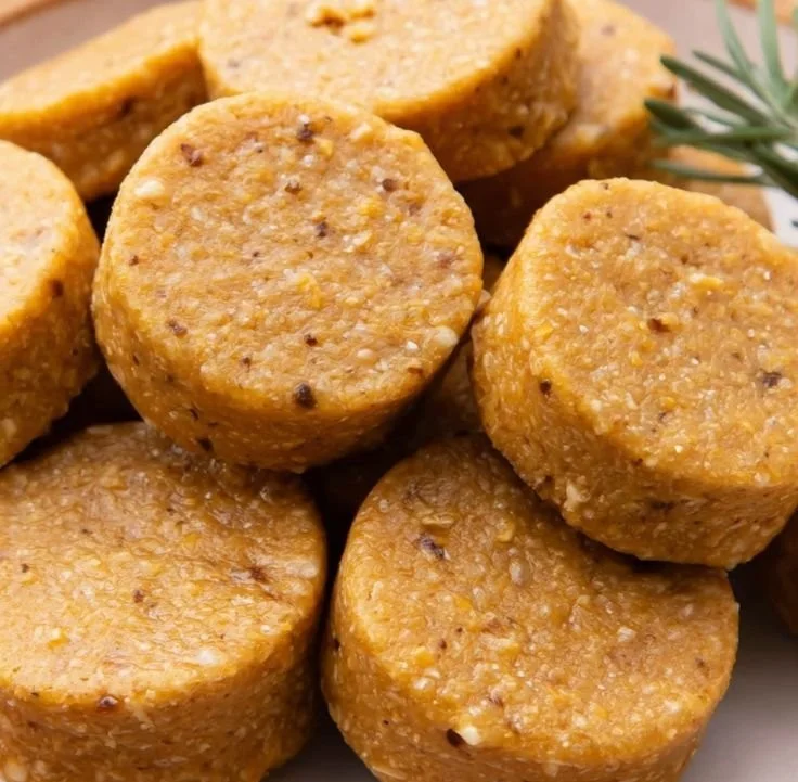 Homemade chicken broth dog biscuits in a cute bone-shaped treat design