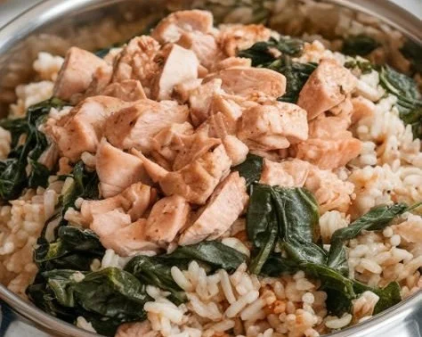 Homemade dog food preparation ingredients and serving suggestions