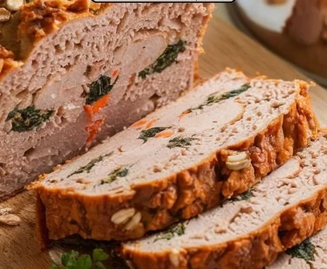Homemade turkey loaf for dogs made with fresh ingredients.