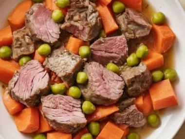 Lamb and carrot dish prepared for a happy dog meal