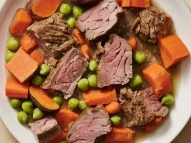 Lamb and carrot dog dish, nutritious treat for dogs
