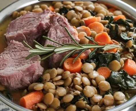 Healthy lamb and lentil stew recipe for dogs in a bowl