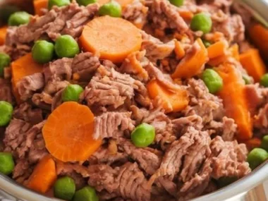 Bowl of lamb and sweet potato dog food for a nutritious meal