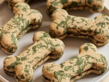 Homemade mint and parsley dog treats for fresh breath and healthy dogs.