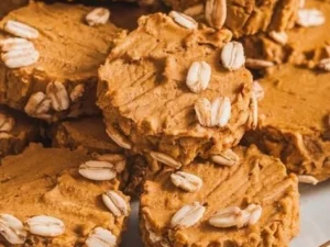 No-bake peanut butter and pumpkin dog treats in a bowl