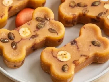 Pumpkin and banana frozen dog treats for dogs, ideal for hot days