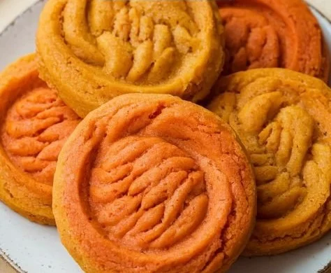 Homemade pumpkin and carrot dog cookies fresh out of the oven