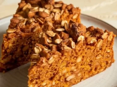 Homemade sweet potato and oatmeal dog cake for special occasions