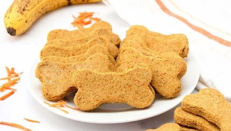 Homemade banana carrot dog treats for healthy canine snacks