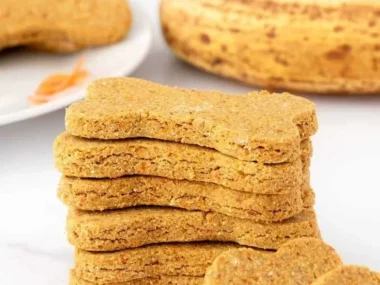 Homemade Banana Carrot Dog Treats recipe for healthy dogs