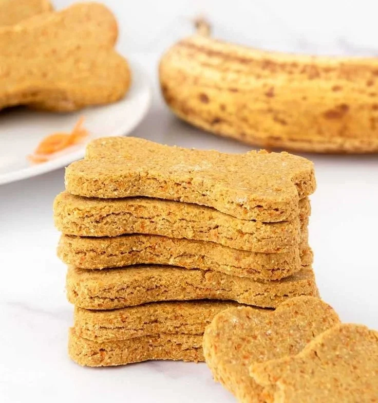 Homemade Banana Carrot Dog Treats recipe for healthy dogs