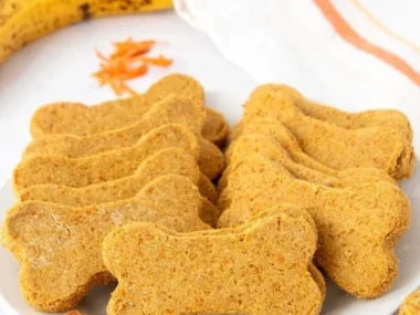 Homemade Banana Carrot Dog Treats in a bowl for your furry friend
