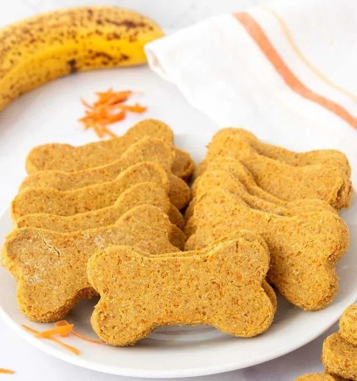 Homemade Banana Carrot Dog Treats in a bowl for your furry friend