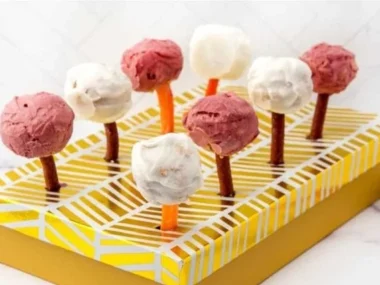 Homemade cake pops for dogs made with healthy ingredients