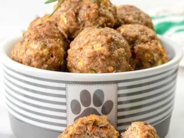 Homemade chicken meatballs for dogs, healthy and delicious treat