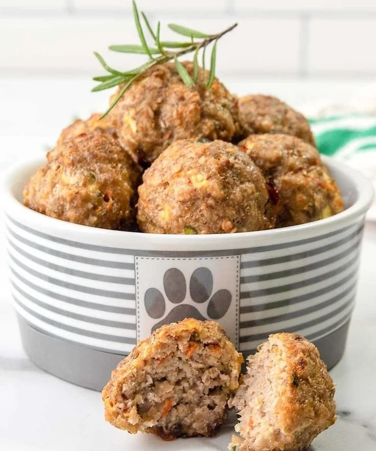 Homemade chicken meatballs for dogs, healthy and delicious treat