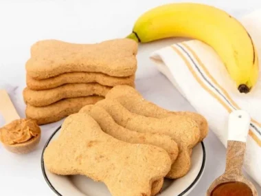 Homemade honey dog treats for your furry friends on a wooden table