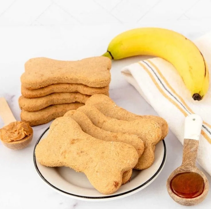 Homemade honey dog treats for your furry friends on a wooden table